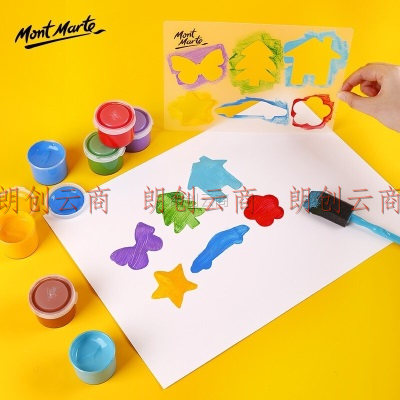 蒙玛特 手指画颜料 儿童颜料可水洗颜料12色画画套装涂鸦手彩绘画六一新年礼物 12色手指画颜料 --基础款