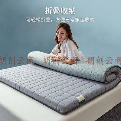 南极人 床垫子 加厚双人榻榻米床褥子折叠软垫被 床护垫 灰格 1.5米床