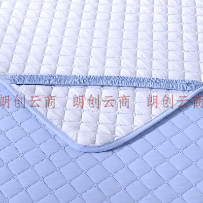 富安娜家纺床垫 床褥子保护垫席梦思 四季软床垫子 可折叠双人加大橡筋防滑款蓝 180*200cm