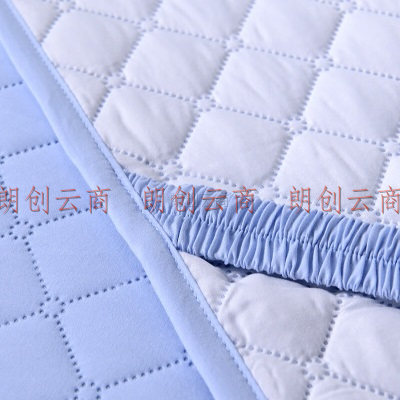 富安娜家纺床垫 床褥子保护垫席梦思 四季软床垫子 可折叠双人加大橡筋防滑款蓝 180*200cm