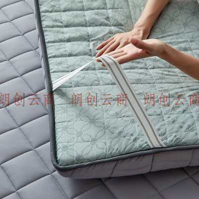 南极人 床垫子 加厚双人榻榻米床褥子折叠软垫被 床护垫 灰格 1.5米床