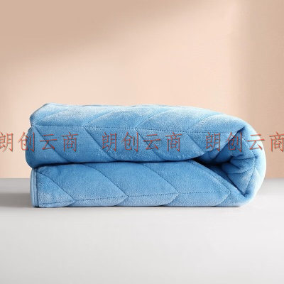 水星家纺 床垫子便携垫被加厚防滑防脏席梦思保护垫床褥可折叠软垫 暖绒绒软床垫(挪威蓝) 150cm*200cm