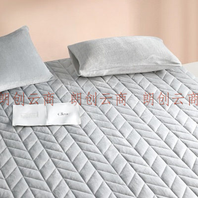 水星家纺 床垫子便携垫被加厚防滑防脏席梦思保护垫床褥可折叠软垫 暖绒绒软床垫(丁香灰) 150cm*200cm
