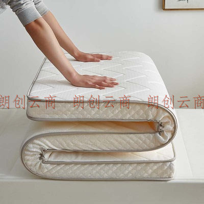 皮尔卡丹 抗菌单人乳胶床垫1.2米 6D大学生宿舍床褥寝室褥子榻榻米床垫子软垫被 白色 120*200cm-标准款
