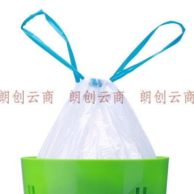 e洁 白色自动收口垃圾袋加厚家用手提式穿绳抽绳款清洁袋 40cm*45cm*60只*2卷