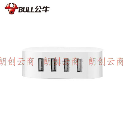 公牛 BULL GN-U2000 4口USB苹果手机充电器/多口充电器/充电头/USB电源适配器 支持苹果安卓手机平板 白色