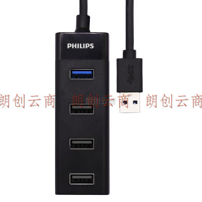 飞利浦(PHILIPS)USB分线器3.0 高速4口扩展坞2.0HUB集线器 笔记本电脑转接头一拖多接口转换器0.2米SWR1529B