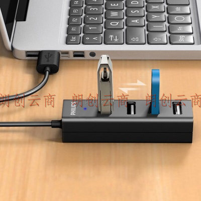 飞利浦(PHILIPS)USB分线器2.0高速一拖四多接口 笔记本台式电脑4口集线器HUB扩展鼠标键盘U盘 0.5米