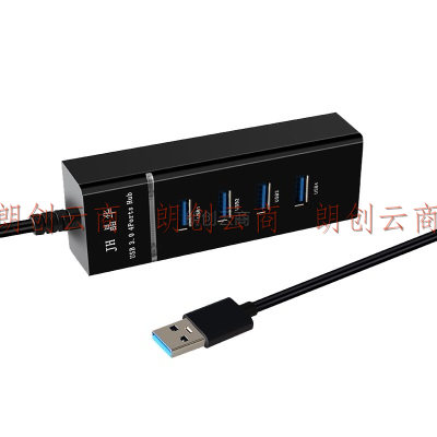 晶华（JH）USB3.0高速多口分线扩展器一拖四多功能hub集线器外接台式笔记本电脑接口拓展坞黑色0.2米 Z414A
