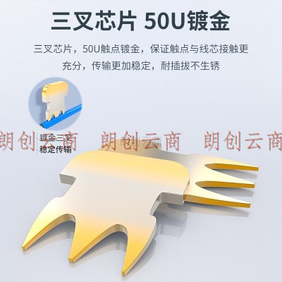 胜为（shengwei）八类屏蔽水晶头 万兆两件式纯铜RJ45超六类七类50U镀金接头 带燕尾夹2个装WRC75002