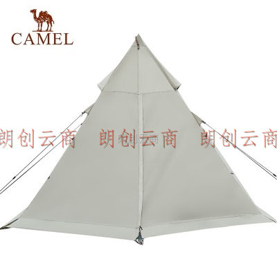 骆驼（CAMEL）户外精致露营六角金字塔帐篷防雨野餐野营涂银防晒印第安帐 1V32264417 摩卡色