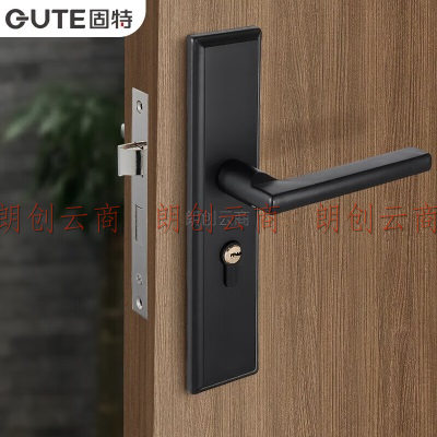 固特（GUTE）门锁室内卧室门锁不锈钢房门锁门把手可调节孔距哑黑色锁体需另拍