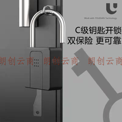 优点智能指纹挂锁大号指纹锁小锁户外防水指纹锁头密码锁带钥匙YD-K2