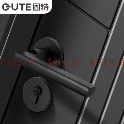 固特（GUTE）门锁室内家用房门锁卧室黑色门把手减音降噪分体锁哑黑色子母套装