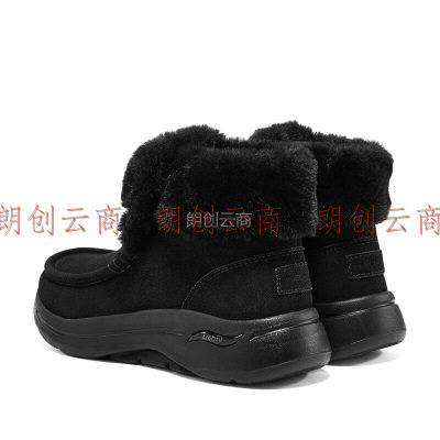 Skechers斯凯奇女士时尚中帮靴平底加厚雪地靴舒适保暖靴子144423-BBK37