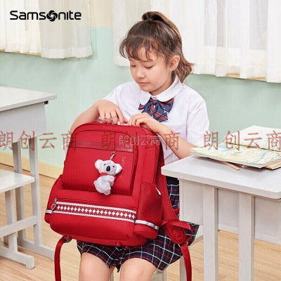 新秀丽（Samsonite）学生书包健康抗菌儿童双肩包背包轻便减负TU6*0002红色1-3年级