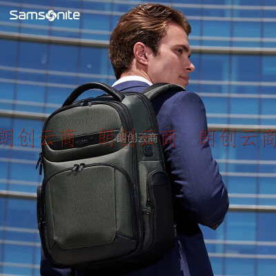 新秀丽（Samsonite）电脑包23年上新男女双肩包休闲背包大容量笔记本包KM2*04007绿色