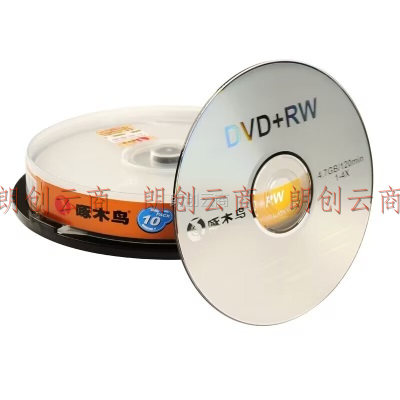 啄木鸟 DVD+RW 光盘/可擦写光盘/可重复刻录/刻录光盘/空白光盘/刻录碟片 1-4速 4.7GB 桶装10片 DVD擦写盘