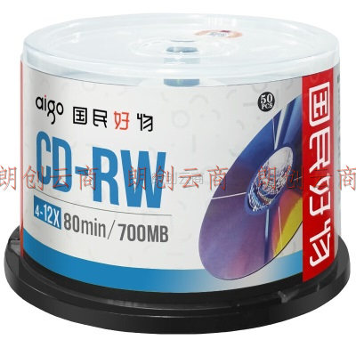 爱国者（aigo）CD-RW 空白光盘/刻录盘 4-12速700MB 台产 桶装50片 可擦写