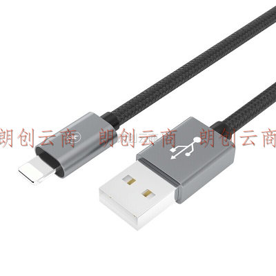 毕亚兹苹果数据线 20W快充 USB-A to Lightning苹果充电线锌合金1米黑