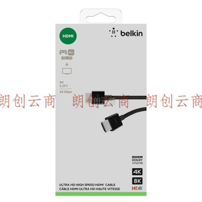 贝尔金（Belkin）数据线 HDMI线2.1版 高清视频传输线 8K60Hz 4K120Hz 投影仪投屏线