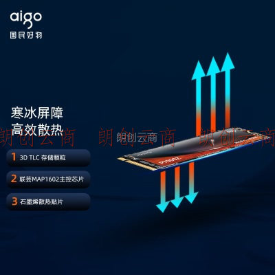 爱国者 (aigo) 1TB SSD固态硬盘 M.2接口(NVMe1.4) PCIe4*4长江存储晶圆