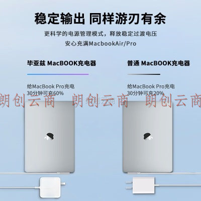 毕亚兹 苹果笔记本充电器45W Macbook Air Pro专用电源适配器线磁吸L型弯头 A1369 A1370