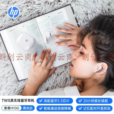 惠普（HP） 蓝牙耳机 真无线智能通话降噪 半入耳式 运动跑步耳麦 长续航 低延迟 通用苹果华为 蓝牙5.3 白色
