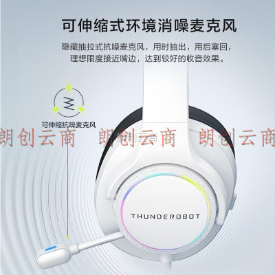 雷神（ThundeRobot）H51有线耳机 白色游戏耳机 USB电脑耳麦 电竞头戴式耳机