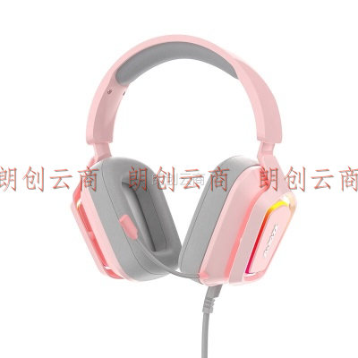 黑爵（AJAZZ）AX368头戴式游戏耳机 3.5mm接口 游戏耳麦 电竞耳机 RGB 轻量化设计 听声辩位 吃鸡耳机 粉色