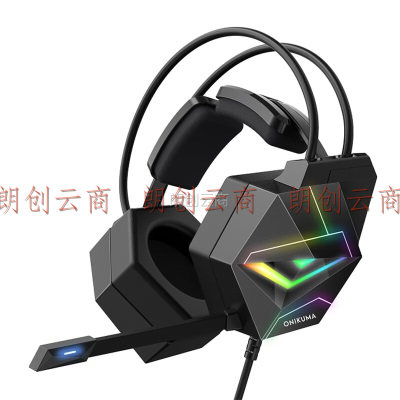 ONIKUMAX20电脑耳机头戴式 电竞游戏吃鸡耳机有线 听声辩位台式笔记本通用降噪耳麦带麦克风线控耳机黑色