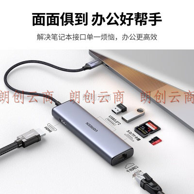 绿联 Type-C扩展坞USB-C转千兆有线网口网线拓展坞HDMI转接头HUB分线器3.0适用苹果15华为笔记本转换器读卡器
