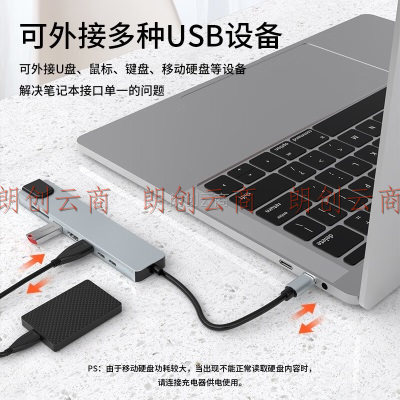 帝伊工坊Type-C转换器苹果笔记本电脑USB-C接口HDMI扩展坞4k投屏连投影仪带网口pd快充读卡器拓展坞