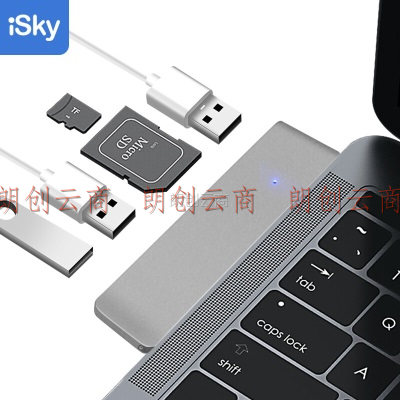 iSky Type-C扩展坞USB-C直插式拓展坞3.0hub分线器TF/SD读卡器适用苹果华为笔记本电脑集线器五合一转换器