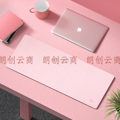 爱国者（aigo）M5 粉色 鼠标垫大号 PU皮质桌垫  防滑绒面底  电脑办公 桌面垫(900*400mm)