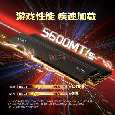 英睿达（Crucial）美光32GB（16GB×2）套装 DDR5 5600频率 台式机内存条Crucial Pro系列游戏马甲条 原厂颗粒