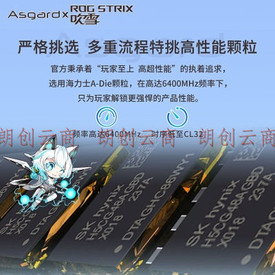 阿斯加特（Asgard）32GB(16GBx2)套 DDR5 6400 台式机内存 RGB灯条-吹雪联名款【CL32】