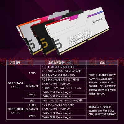 宏碁掠夺者（PREDATOR）32G(16G×2)套装 DDR5 6800频率 台式机内存条 Hermes冰刃系列 RGB灯条(C32) 银色