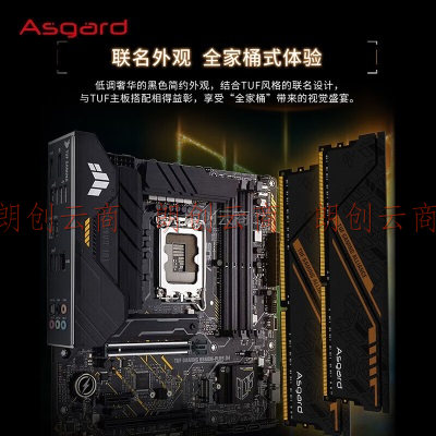 阿斯加特（Asgard）16GB(8GBx2)套装 DDR4 3600 台式机内存条 金伦加-黑橙甲 TUF联名款