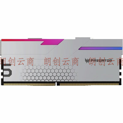 宏碁掠夺者（PREDATOR）32G(16G×2)套装 DDR5 7200频率 台式机内存条 Hermes冰刃系列 RGB灯条(C34) 银色