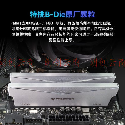 宏碁掠夺者（PREDATOR）32G(16G×2)套 DDR4 3600频率 台式机内存条 Pallas系列（C16）B-die颗粒