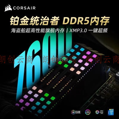 美商海盗船（USCORSAIR） DDR5 台式机内存系列 7000 7200 7600 马甲 灯条 统治者RGB D5 16G*2 7200黑色