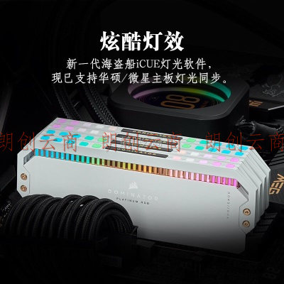 美商海盗船（USCORSAIR） 32GB(16G×2)套装 DDR5 6200 台式机内存条 统治者铂金 RGB灯条 炫目白 高端游戏型