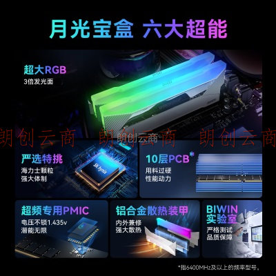 佰维（BIWIN）64G(32G×2)套装 DDR5 6400频率 台式机内存条  悟空 DX100炫光 RGB灯条(C32) 石耀黑