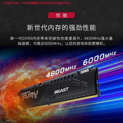 金士顿（Kingston） DDR5台式机内存条 第五代内存 FURY Beast野兽系列 骇客神条 4800套条16G*2【超频条】