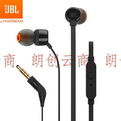 JBL T110 立体声入耳式耳机耳麦 手机耳机 运动耳机 电脑游戏耳机 带麦可通话  经典黑