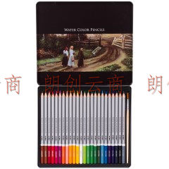 得力(deli)24色铁盒水溶性彩色铅笔 水溶性彩铅套装6521