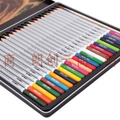 得力(deli)24色铁盒水溶性彩色铅笔 水溶性彩铅套装6521