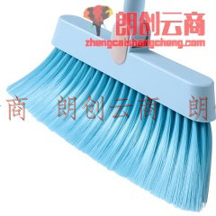 快乐猫（KLM）防风梳齿型扫把簸箕套装 家用不锈钢杆扫帚畚箕组合两件套 大号 蓝色 C2