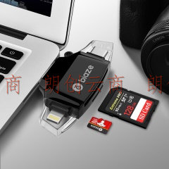 毕亚兹 手机读卡器 多功能合一 OTG读卡器 USB手机U盘 插TF/SD卡 Type-c安卓苹果手机电脑相机通用 A9-黑